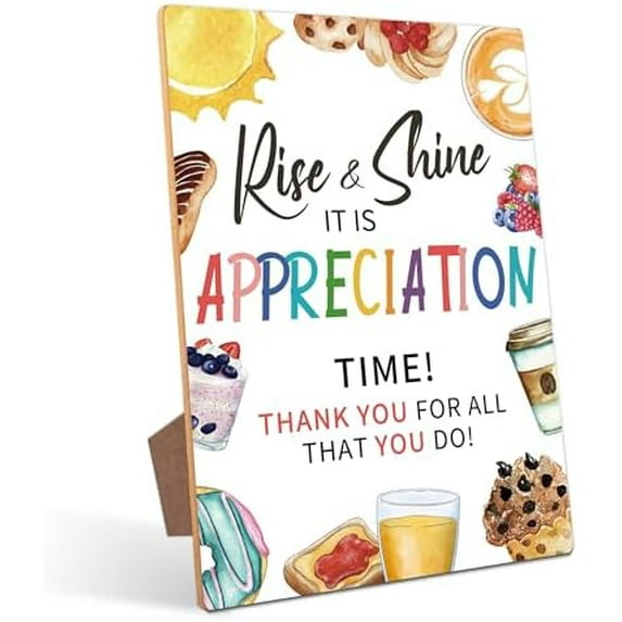 Breakfast Appreciation Sign, Rise and Shine Appreciation Decor, Appreciation Week Gift Table Decor, Employee Appreciation Sign Gift Pastor Teacher Doctor Retirement, Thank You Party Decoration - ANB04