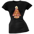 thumbnail image 1 of Breakfast Bacon And Eggs Christmas Tree Black Soft Juniors T-Shirt, 1 of 1