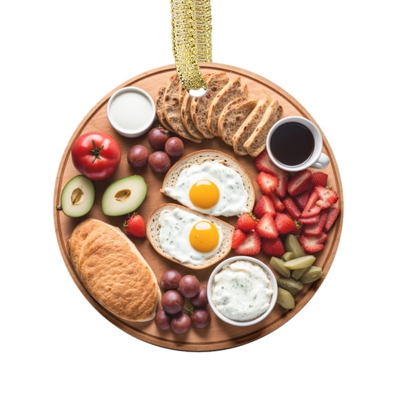 Breakfast Board Charcuterie Deviled Eggs Food Lovers Foodie Novelty Holiday Christmas Ornament Xmas Tree Gift (Flat Design Printed on Ceramic, NOT 3D)