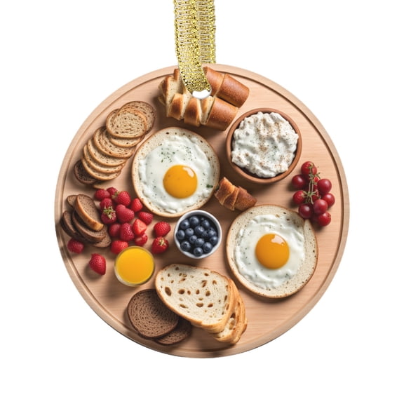 Breakfast Board Charcuterie Funny Deviled Eggs Food Lovers Foodie Novelty Holiday Christmas Ornament Xmas Tree Gift (Flat Design Printed on Ceramic, NOT 3D)