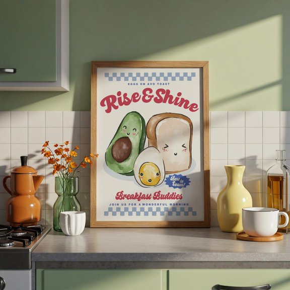 Breakfast Buddies Print, Unframed Paper Poster 8x10in