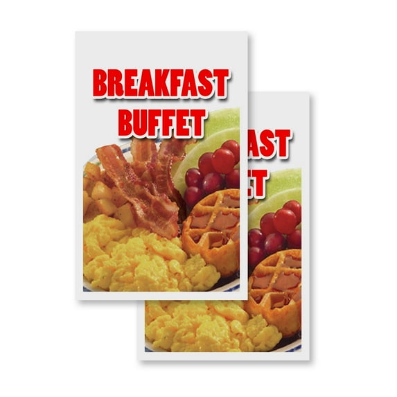 Breakfast Buffet (2-PACK) 24" x 36" Vinyl Decals | Sign Insert Peel & Stick Decals Stickers Window Signs