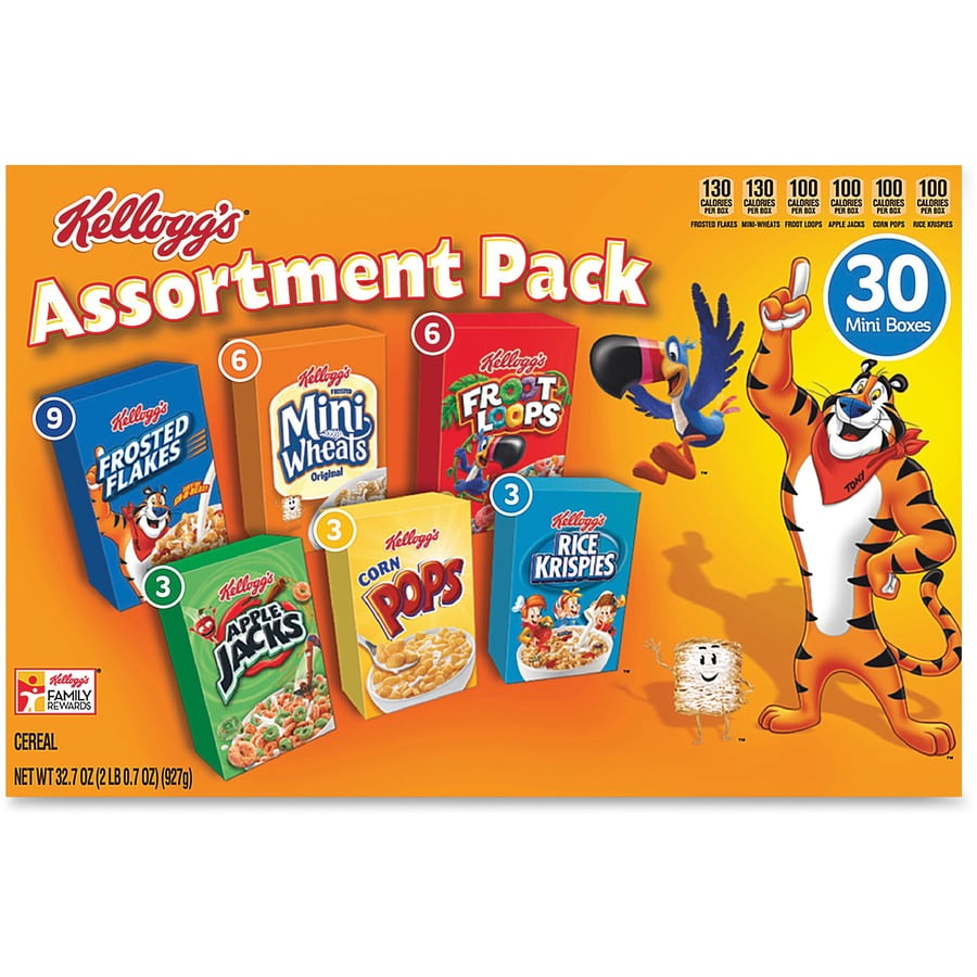 Kellogg's Breakfast Cereal Mini Boxes Assorted 2.39 oz Box 30