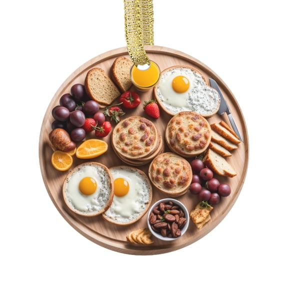 Breakfast Charcuterie Board Deviled Eggs Food Lovers Foodie Novelty Holiday Christmas Ornament Xmas Tree Gift (Flat Design Printed on Ceramic, NOT 3D)