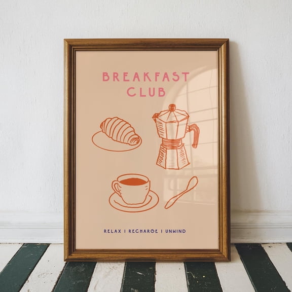 Breakfast Club Poster, Kitchen Wall Art Decor, New Home Posters, Coffee Lover, Aesthetic Home Decor, Unframed Poster Size 8x12