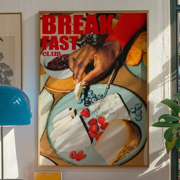 Breakfast Club Poster, Red Wall Art, Retro Wall Decor, Vintage Poster, Trendy Art Print, Kitchen Wall Decor, Trippy Poster, Preppy Print Wall Art, Modern Wall Decor, 8x12 UNFRAMED