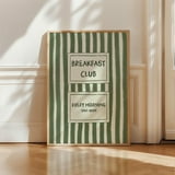 Breakfast Club Print, Olive Green Stripe, Trendy Aesthetic Retro