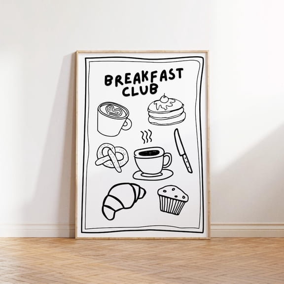 Breakfast Club Retro Kitchen Wall Art, Unframed Paper Print Size 8x12
