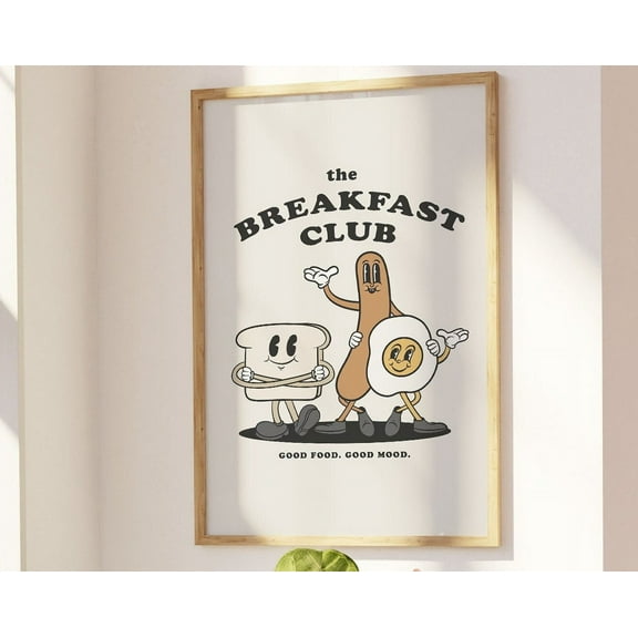 The Breakfast Club Retro Print, Retro Mascot Poster, Kitchen Wall Art, 70S Cartoon Wall Art, Vintage Character, Classroom Art Wall Art, Modern Wall Decor, 8x12 UNFRAMED
