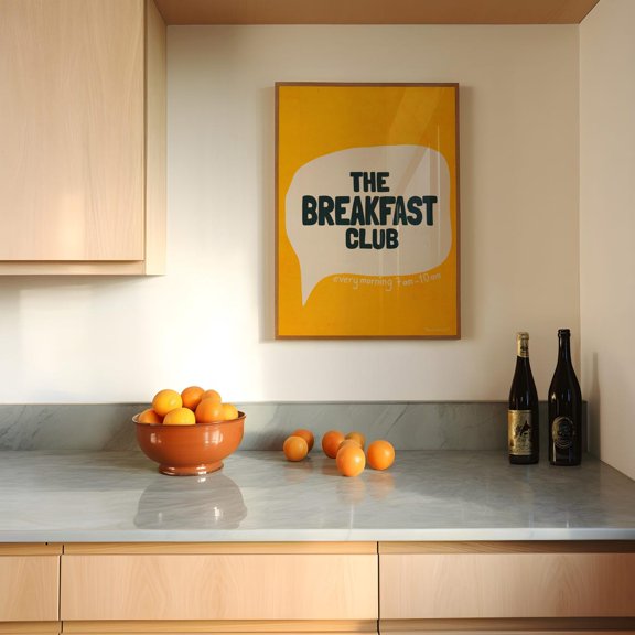Breakfast Club Trendy Kitchen Wall Art Retro Dinning Room Yellow Decor Funky Design1 Unframed Paper Print