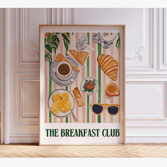 Breakfast Club Wall Art Print, Modern Trending Kitchen Poster, Pink ...