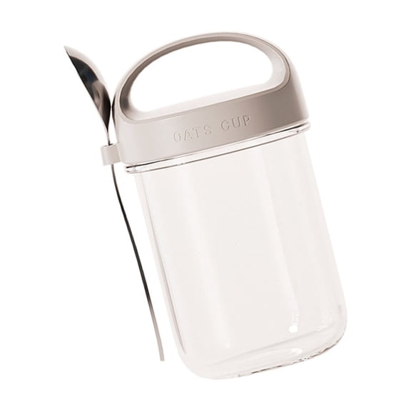 Breakfast Cup With Attached Measuring Spoon Shatter Resistant Glass Construction Container For Daily Nutrition