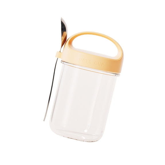 Breakfast Cup With Attached Measuring Spoon Shatter Resistant Glass Construction Container For Daily Nutrition