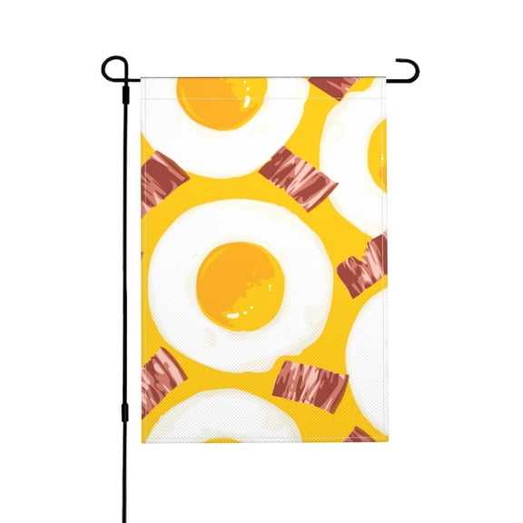Breakfast Eggs Bacon Cute Garden Flag Outdoor House Flags 12 X 18 Inch Banner Yard Home Decoration