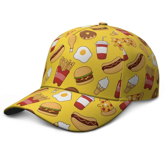 Breakfast & Eggshell Design Snapback Hat - Lightweight Structured 6-Panel Baseball Cap for Hiking, Running - Unisex Adjustable Sun Protection Dad Hat - Perfect Food Lover Gift