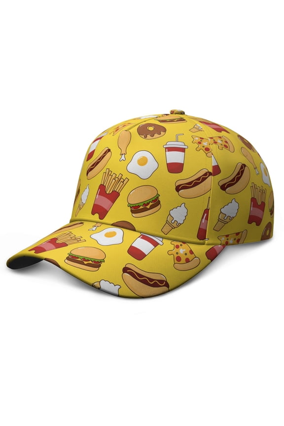 Breakfast & Eggshell Design Snapback Hat - Lightweight Structured 6-Panel Baseball Cap for Hiking, Running - Unisex Adjustable Sun Protection Dad Hat - Perfect Food Lover Gift