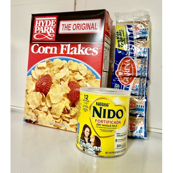 Breakfast Essentials Combo Saladitas Crackers, Hyde Park Corn Flakes & NidoMilk