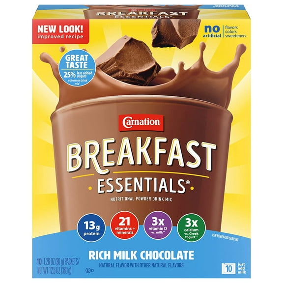 Breakfast Essentials Instant Complete Nutritional Drink, Rich Milk Chocolate (Pack of 2)