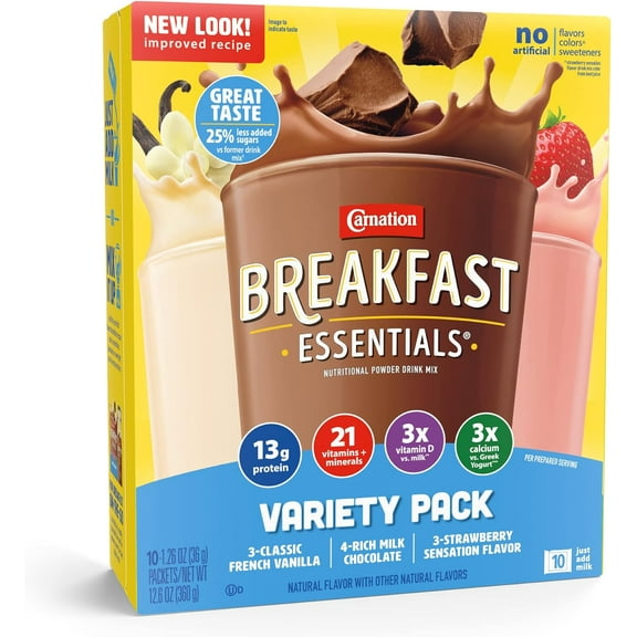 Breakfast Essentials Instant Complete Nutritional Drink, Variety Pack (Pack of 6)