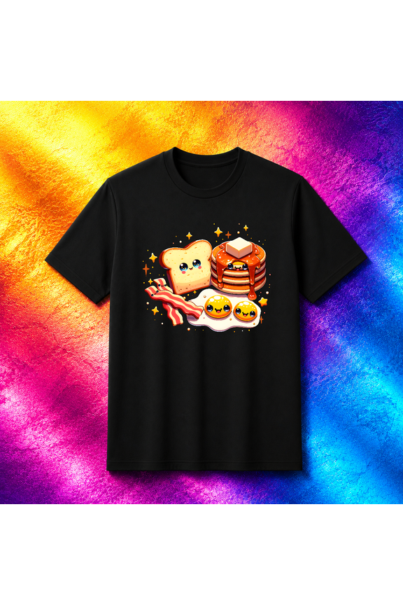 Breakfast Friends Pancake Bacon Eggs Funny Morning Cafe Crew Unisex T-Shirt V70537, S-5XL
