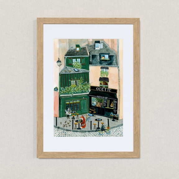 Breakfast In Paris Animals Wall Art Print, Unframed Paper Poster 8x10in