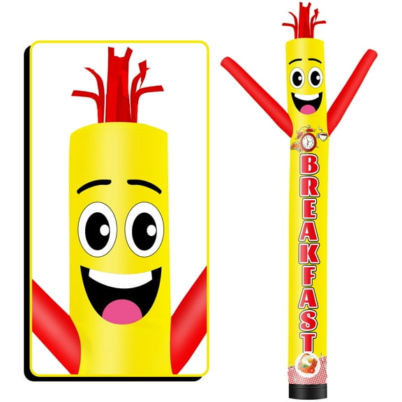 Breakfast Inflatable Tube Man Wacky Wavy Dancing Guy for Outdoor Decoration Advertising Business Promotion (Blower Not Included)