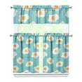 thumbnail image 1 of Breakfast-Inspired Kitchen Curtains 3-Piece Set - Fried Egg Design Rod Pocket Tiers & Valance, Food & Cooking Decor, Light Filtering Short Curtains for Farmhouse Windows, 1 of 5