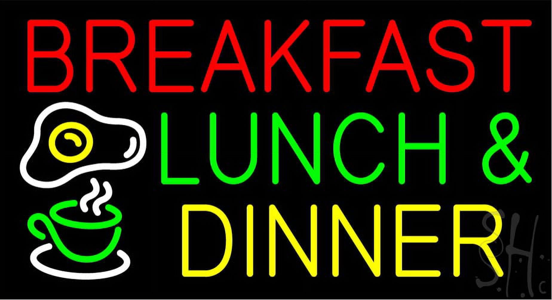 Breakfast Lunch And Dinner LED Neon Sign 20 x 37 - inches, Black Square ...