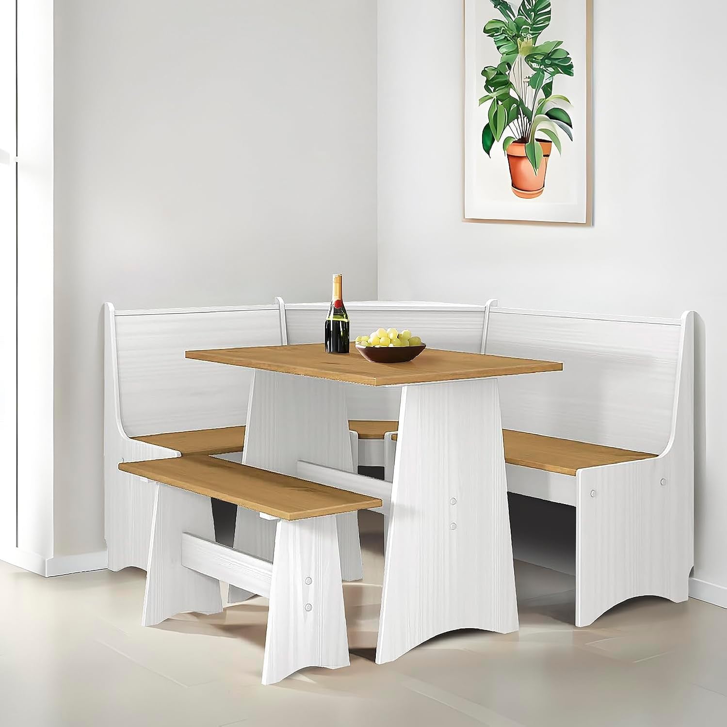 Breakfast Nook Kitchen Corner Dining Table Bench Chair Set, Space ...