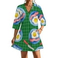 thumbnail image 1 of Breakfast Pattern Eggs Bacon Mugs Womens Dress With Pockets Summer V Neck 3/4 Sleeve Dress Plus Size Loose Dress, 1 of 7