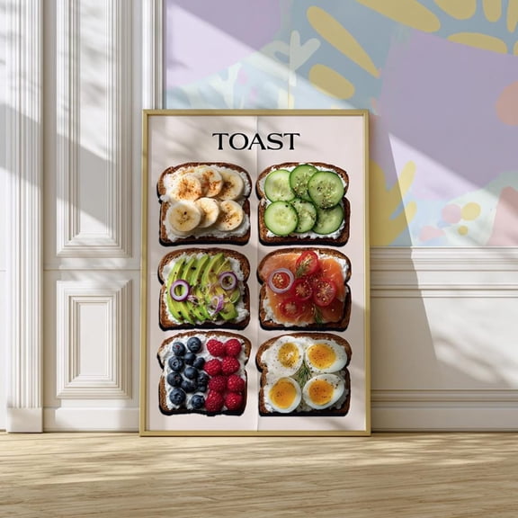 Breakfast Poster: Dopamine Decor For Kitchen Or Bar Cart, Unframed Poster Size 12x18