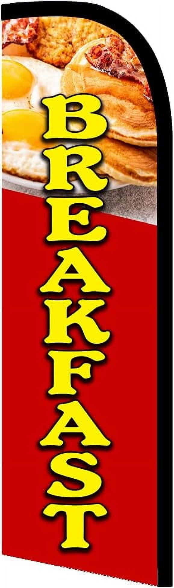 Breakfast Premium Windless Feather Banner Flag Kit (Flag, Pole, & Ground Mt)