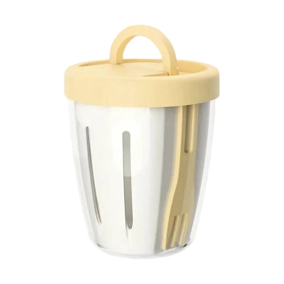 Breakfast Salad Fruit Takeaway Picnic Cups With Forks Double Layer Drain Cups Yellow