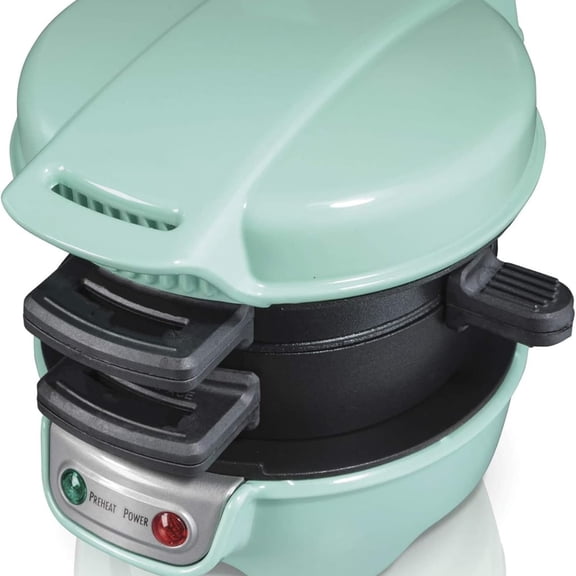 Breakfast Sandwich Maker with Egg Cooker Ring, Customize Ingredients, Perfect for English Muffins, Croissants, Mini Waffles, Perfect White Elephant Gifts, Mint
