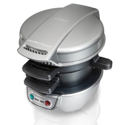 Breakfast Sandwich Maker : Nonstick Griddle, Dishwasher-Safe Parts, 600W, Metal, Gray