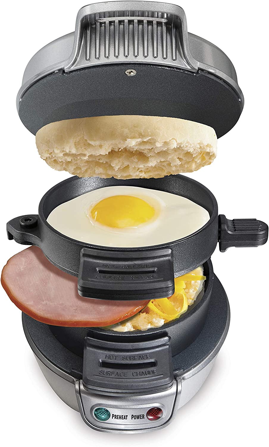 Breakfast Sandwich Maker with Egg Cooker Ring Customize Ingredients