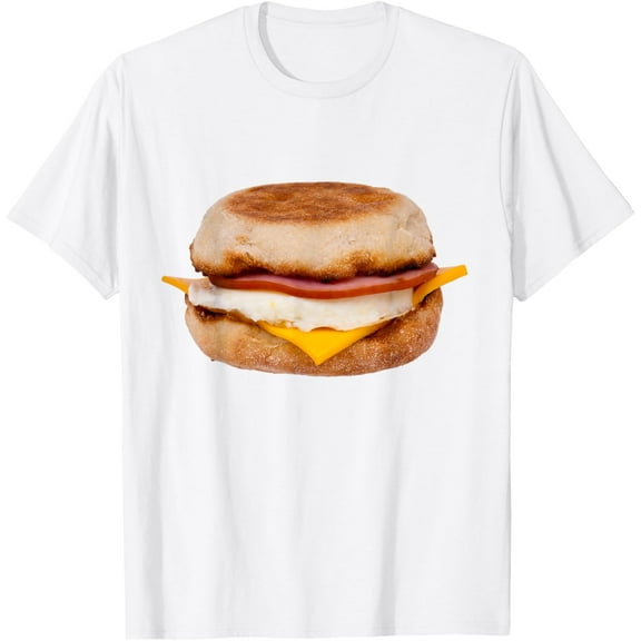 Breakfast Sandwich Unisex-Adults T-Shirt Black SmallMen's and women's pure cotton short-sleeved shirts