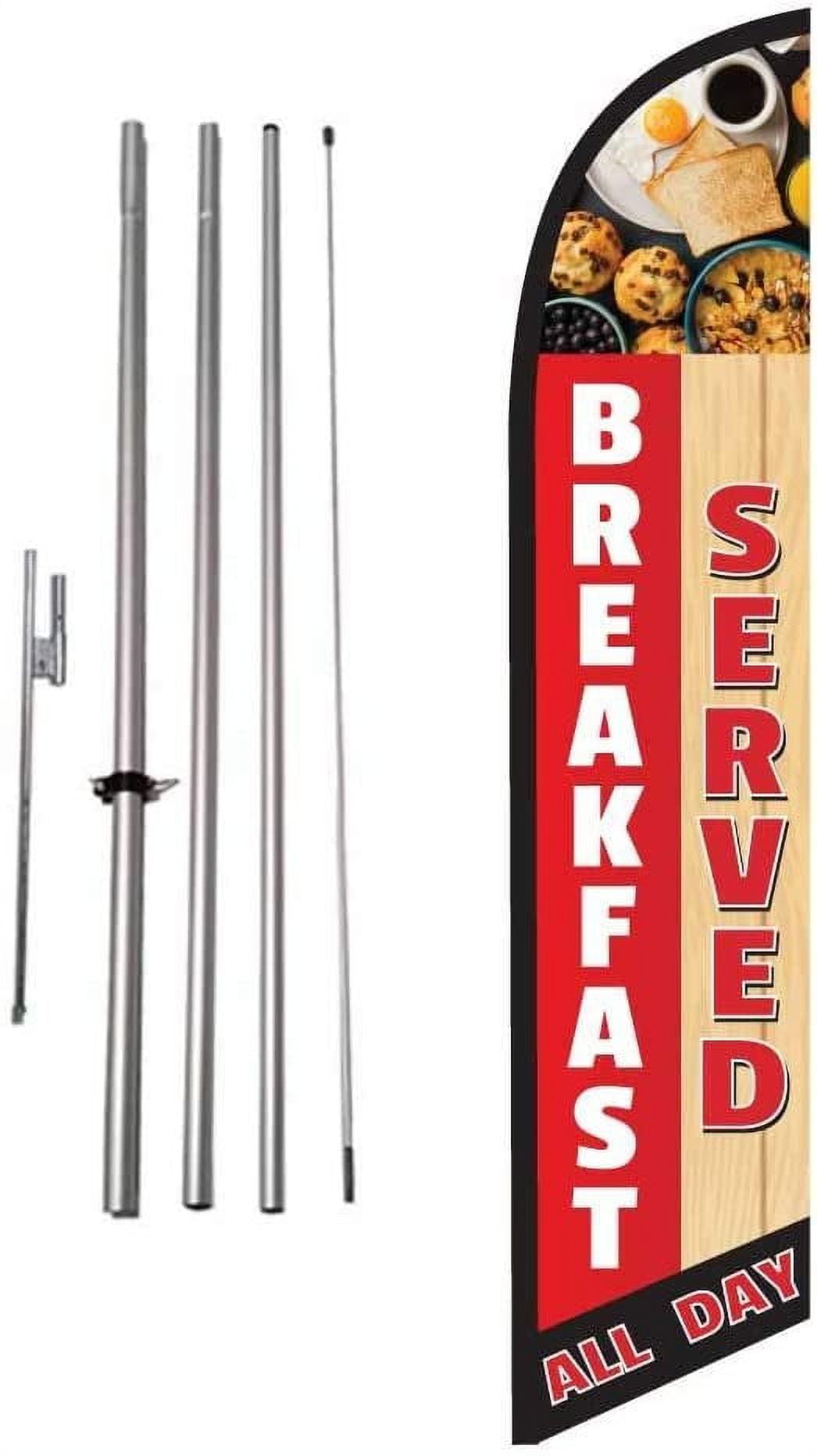 Breakfast Served All Day Restaurant Advertising Feather Banner Swooper ...