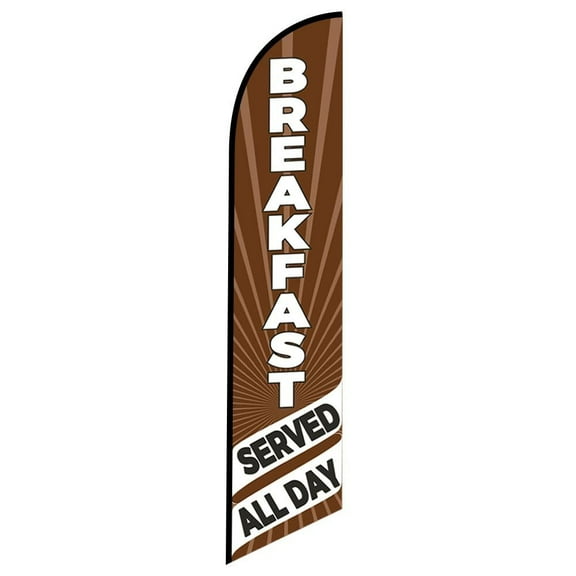 Breakfast Served All Day Swooper 12FT Feather Flag for Restaurant or Cafe Advertising Banner Sign - Replacement Feather Flag Only