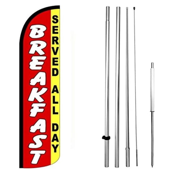 Breakfast Served All Day - Windless Swooper Flag Banner Sign Kit rz-h