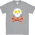 thumbnail image 1 of Breakfast Skull T-Shirt Funny Food Bacon and Eggs Humor Novelty Tee - Heather Grey, XL, 1 of 1