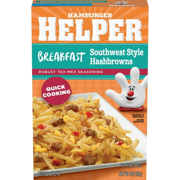 Helper Breakfast Southwest Style Hashbrowns with Robust Tex-Mex Seasoning, 4oz Box