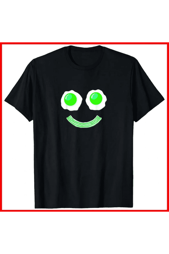 Breakfast St Patricks Day Funny Eggs Smile Green Face Ham Top Unisex T-Shirt, up to size 5XL