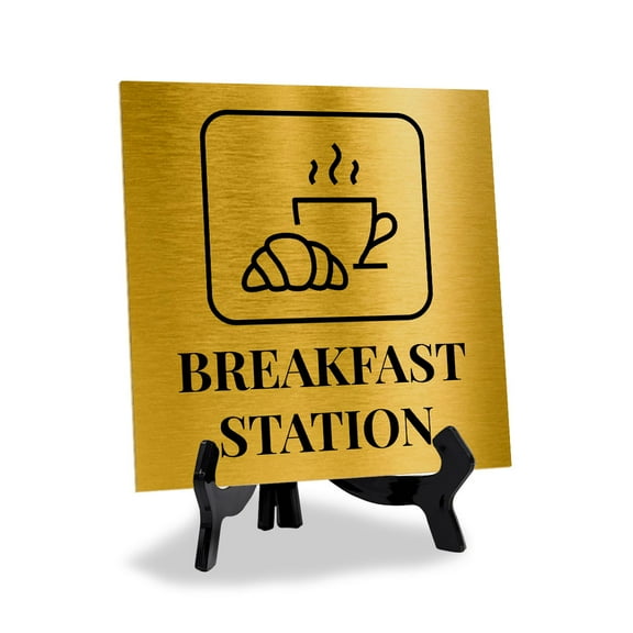 Breakfast Station 5"x 5" Square Table Sign With Acrylic Easel | Cafe & Shop Dcor