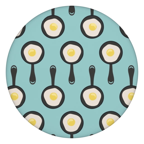 Breakfast Tablecloth Fried Egg Food Cooking Pattern Eggshell Chick Design Waterproof Round Cover for Dining Room Table