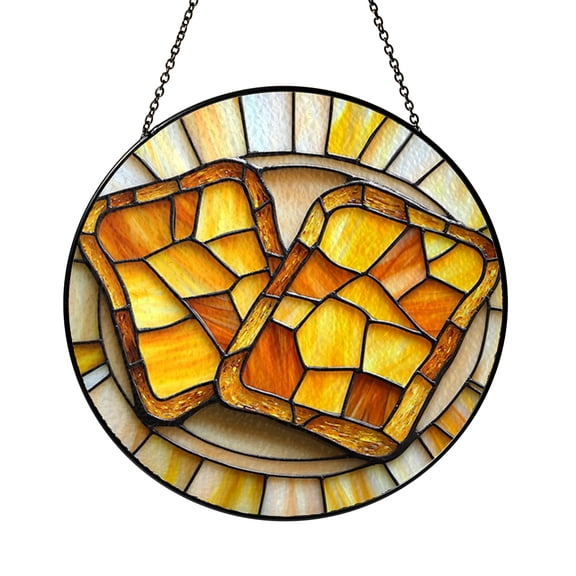 Breakfast Theme Window Art, Faux Glass Inspired Toast and Butter Decor for Cheerful Kitchen Spaces
