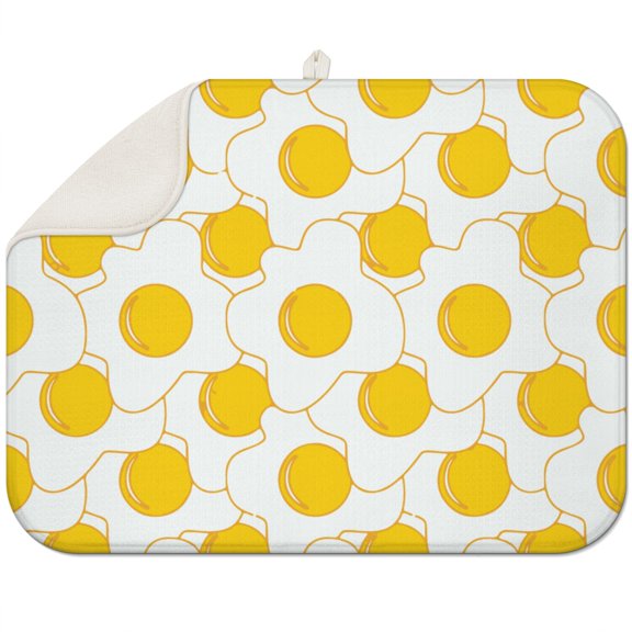 Breakfast-Themed Kitchen Drying Mat - Quick-Dry Microfiber Dish Drying Pad with Hanging Loop, Heat Resistant & Washable for Food Lovers (1824 Inch)
