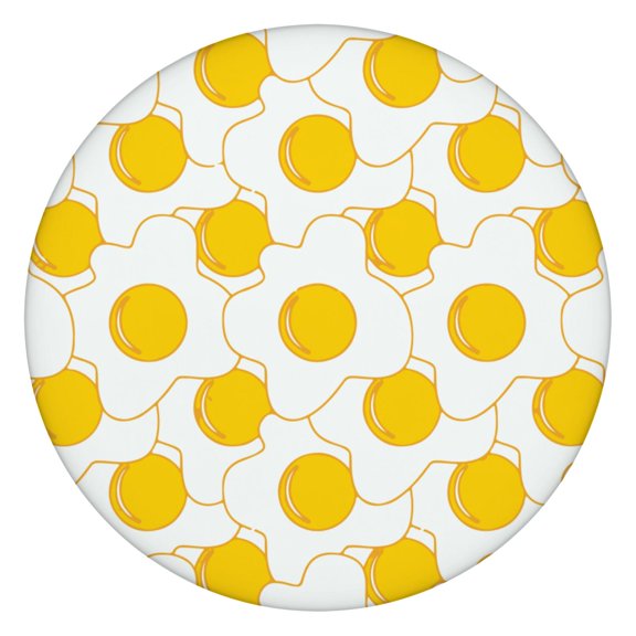 Breakfast-Themed Round Tablecloth with Elastic Edge - Waterproof, Windproof & Spill-Proof Fitted Cover for Foodie Gatherings (Fun Fried Egg & Chick Pattern)