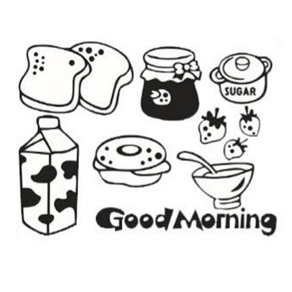 Breakfast Wall Sticker Decals for Kitchen Refrigerator Dining Room DIY Art Decor(L)
