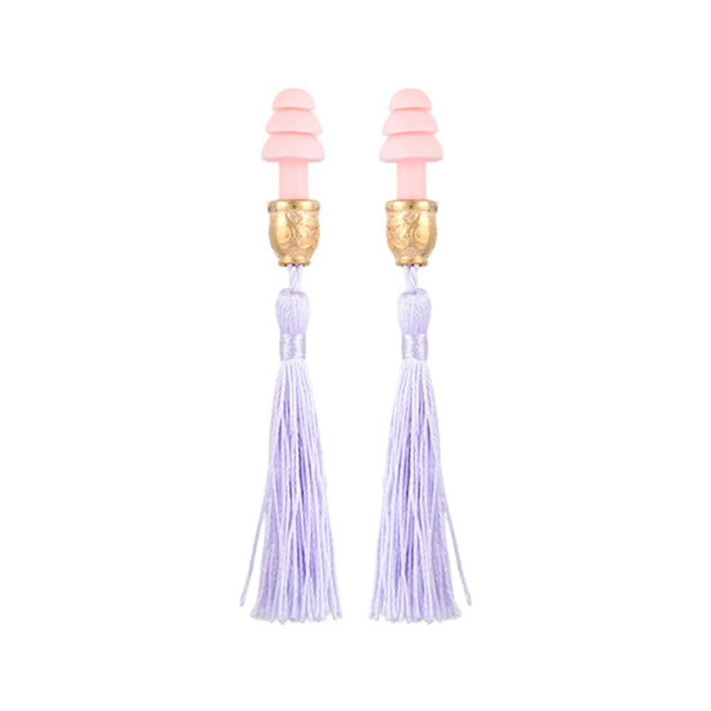 HUDIEFLY Breakfast at Tiffanys inspired Tassel Earplugs in Lavender Dream Color Styled by Audrey Hepburn